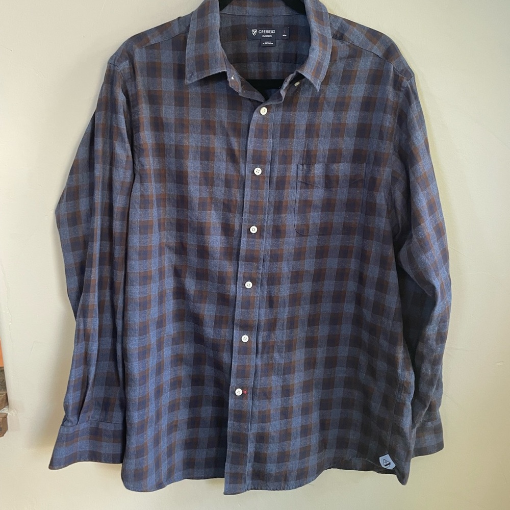 Men’s L Daniel Cremieux Blue and Brown Casual Button Down Shirt